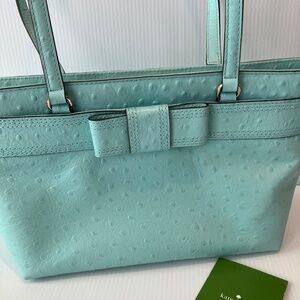Kate Spade ostrich embossed Tiffany blue leather shoulder bag